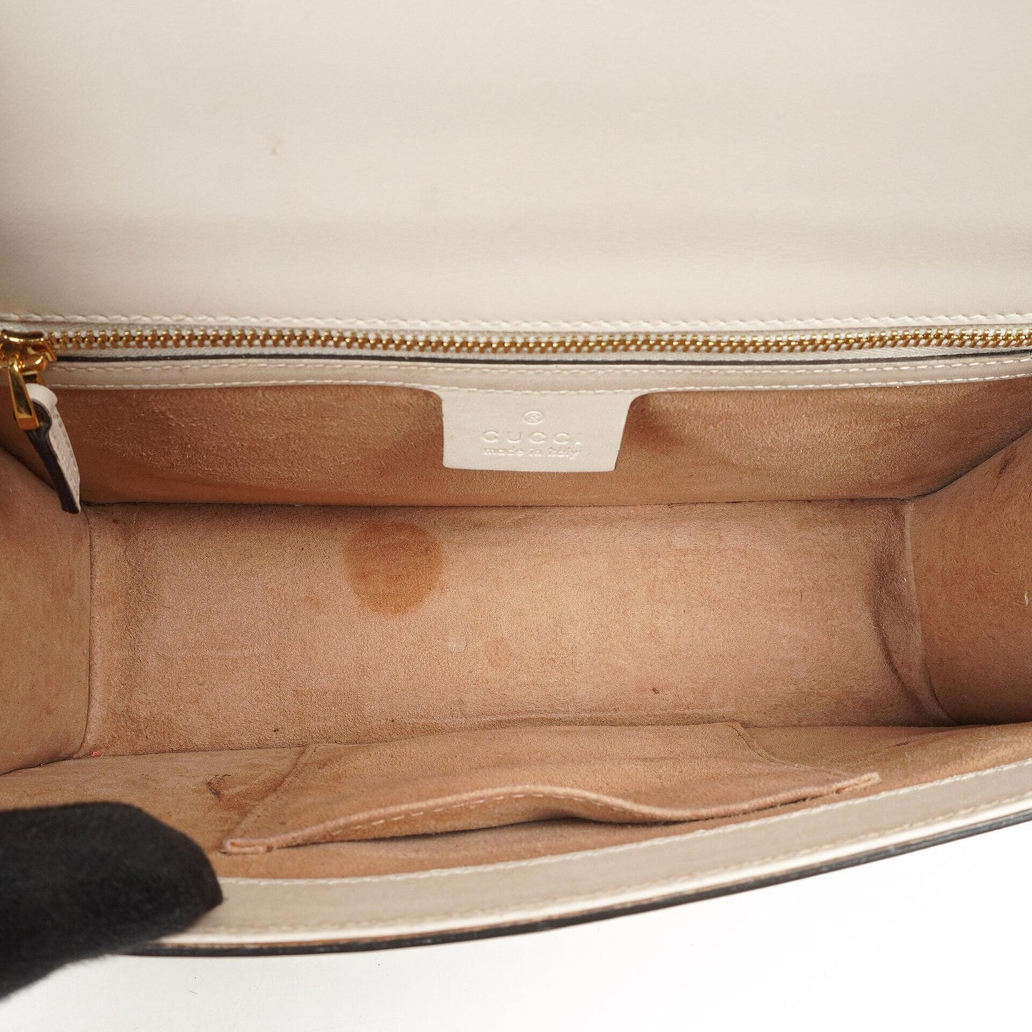 Gucci Small Sylvie Web Stripe Flap Shoulder Bag Ivory Off White Calfskin