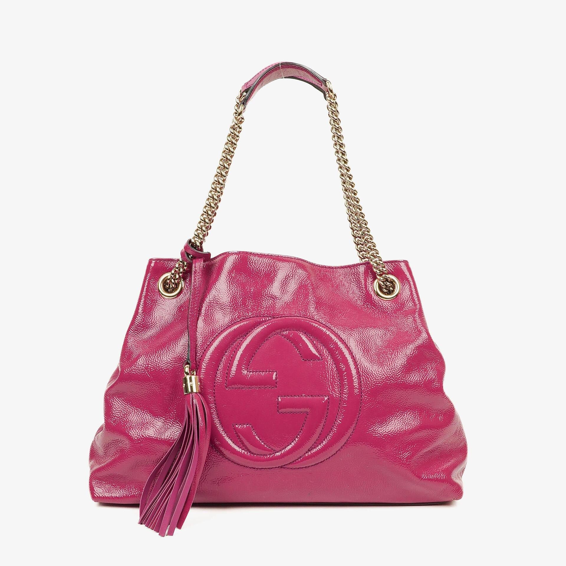 Gucci Soho Pink Patent Leather Chain Tote Bag