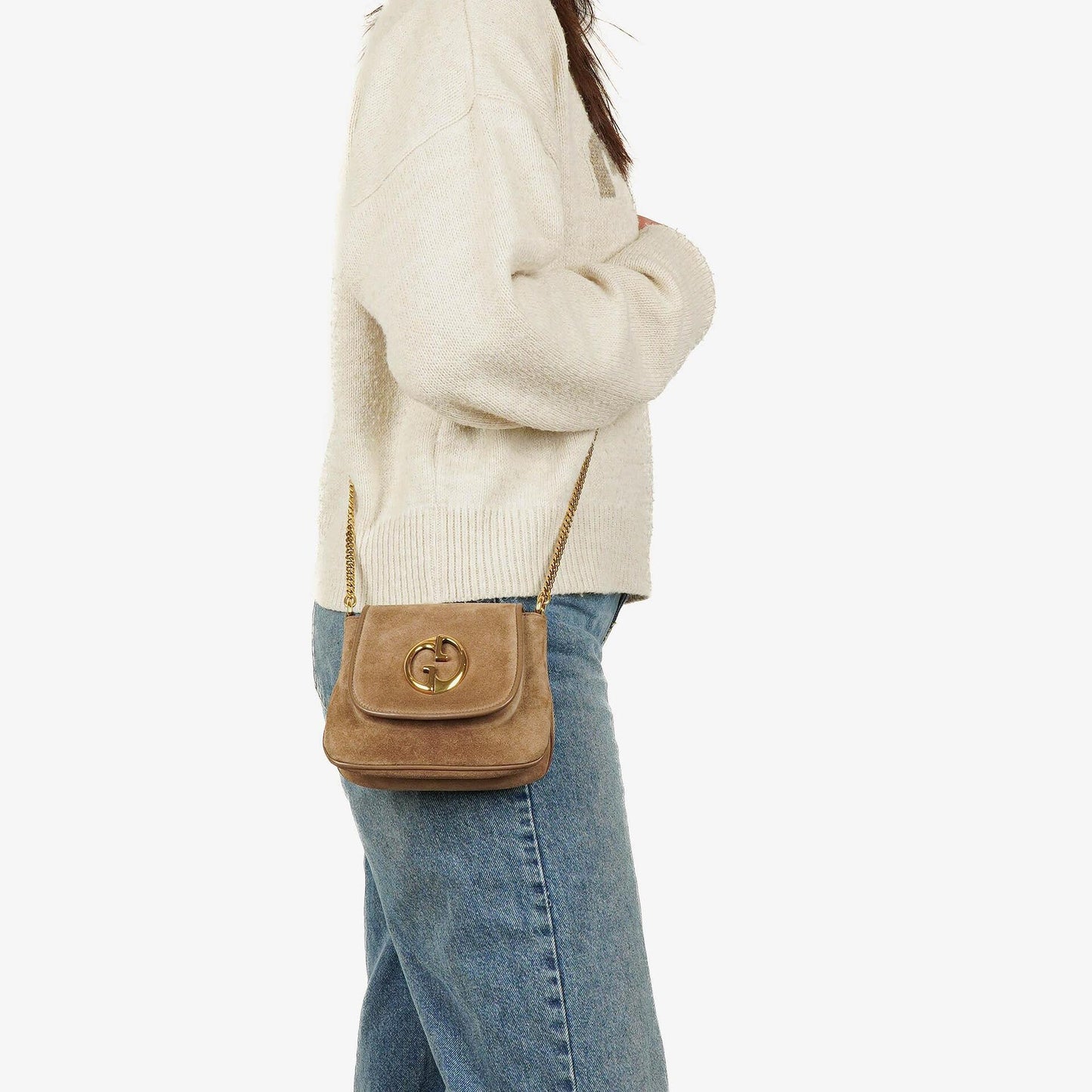 Gucci Suede Blondie Small Crossbody Bag