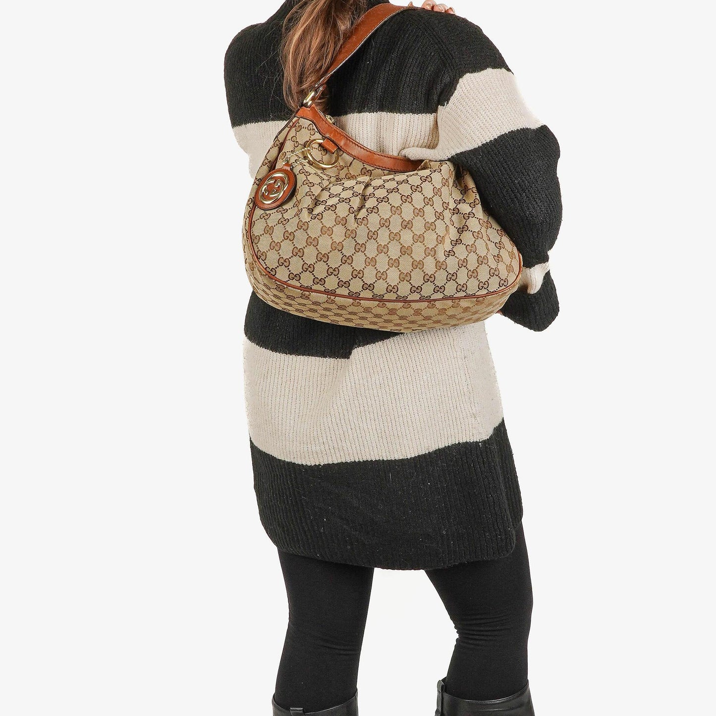 Gucci Sukey Medium Beige GG Canvas Hobo Bag