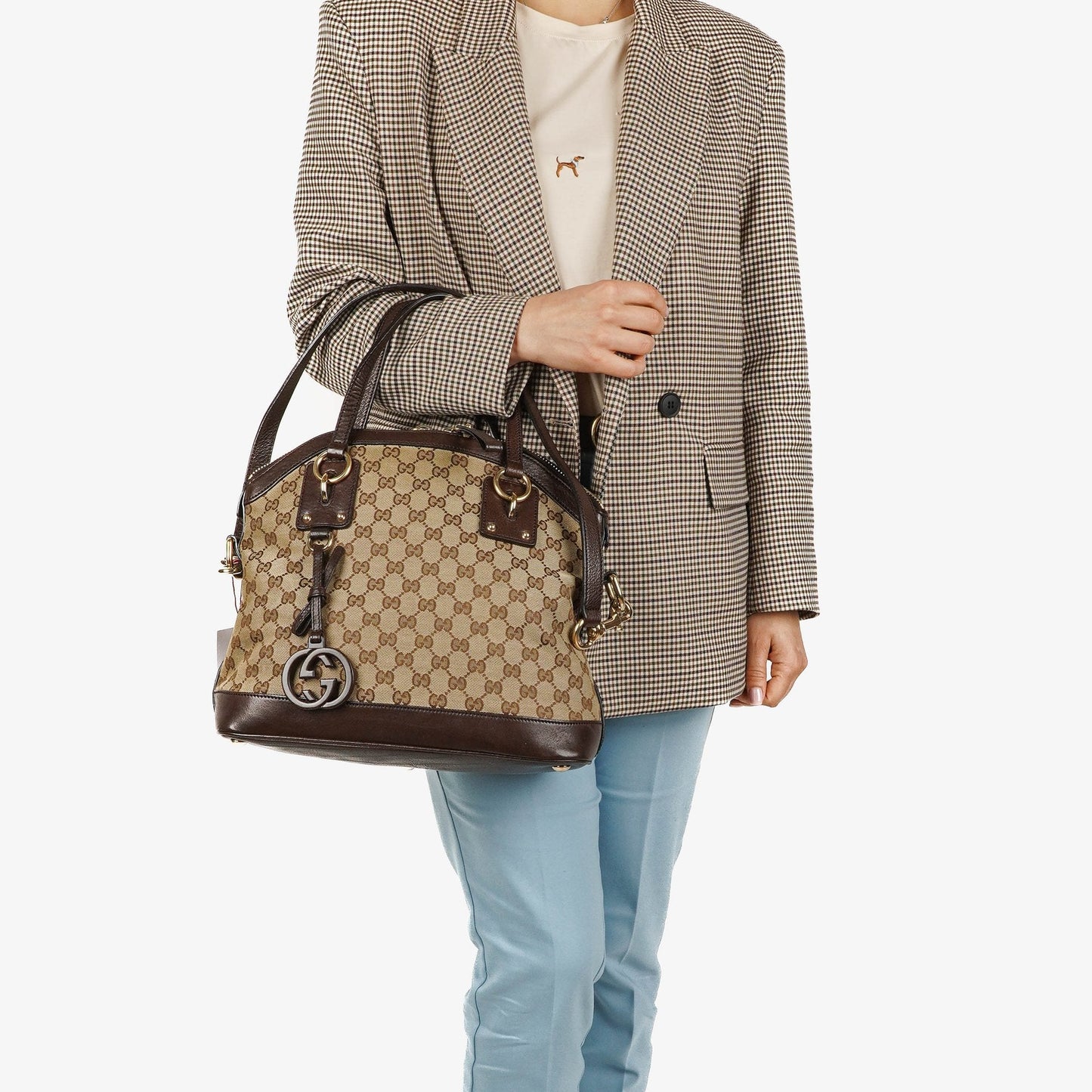 Gucci Top Handle Brown Monogram Canvas Bag