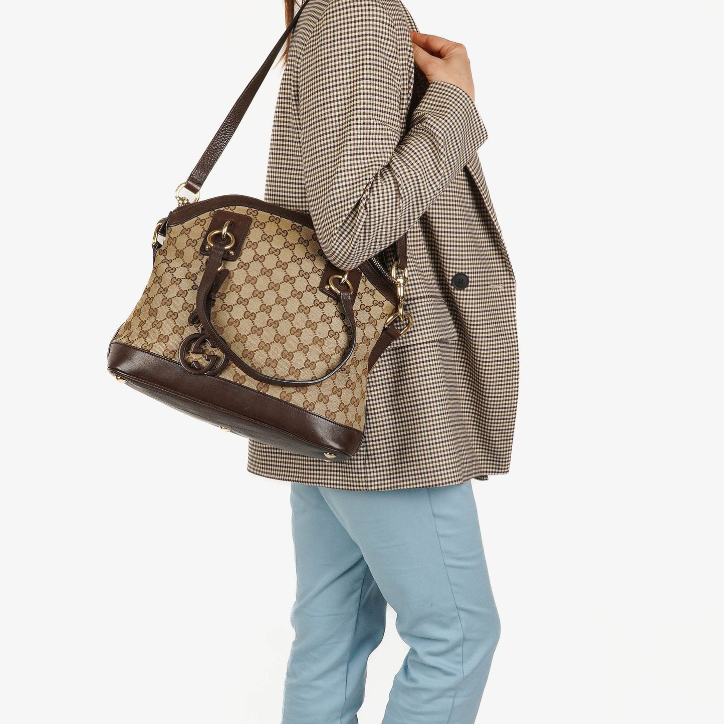 Gucci Top Handle Brown Monogram Canvas Bag