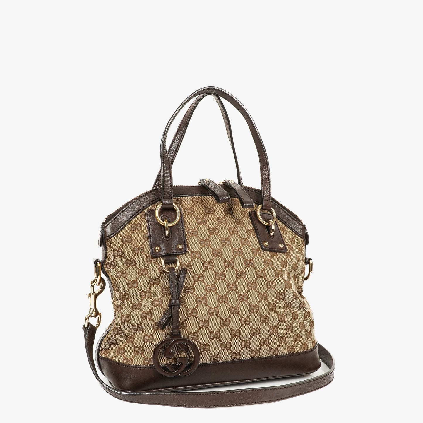 Gucci Top Handle Brown Monogram Canvas Bag