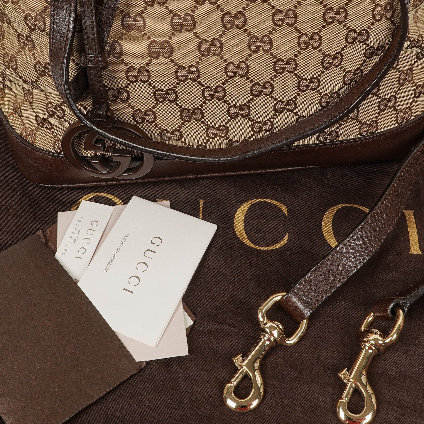 Gucci Top Handle Brown Monogram Canvas Bag