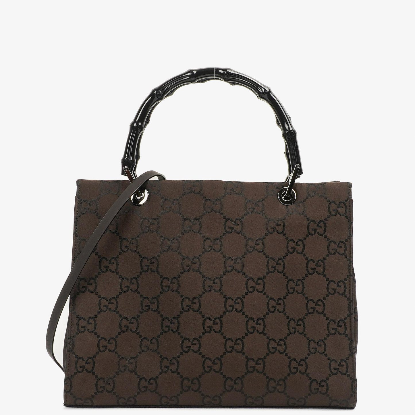 Gucci Vintage Bamboo Brown GG Canvas Tote Bag