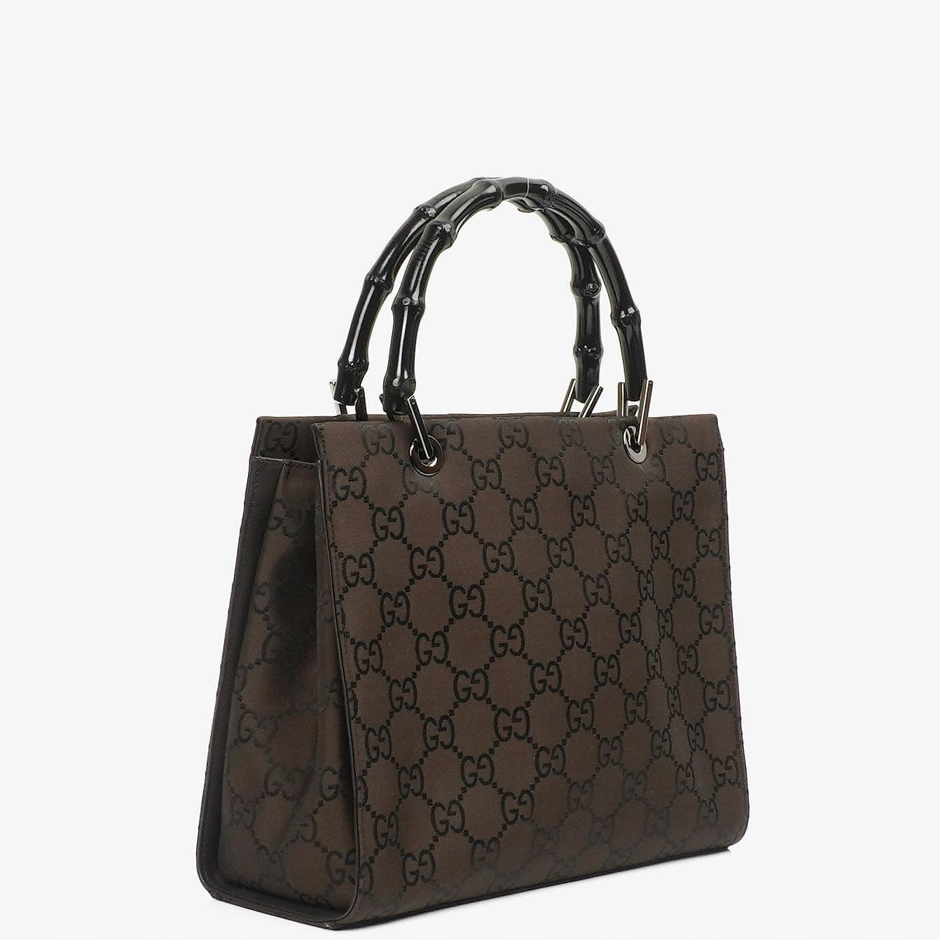 Gucci Vintage Bamboo Brown GG Canvas Tote Bag