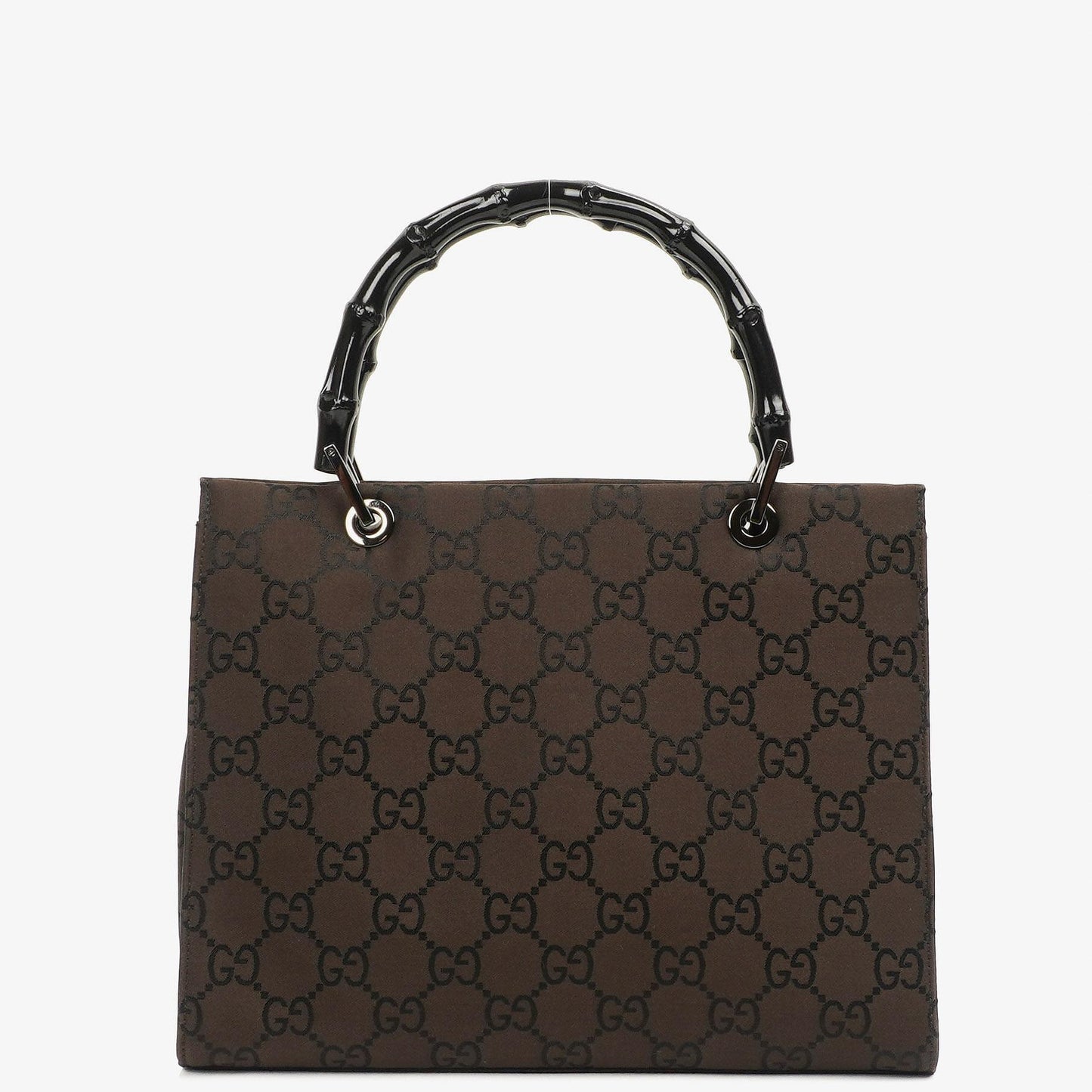 Gucci Vintage Bamboo Brown GG Canvas Tote Bag