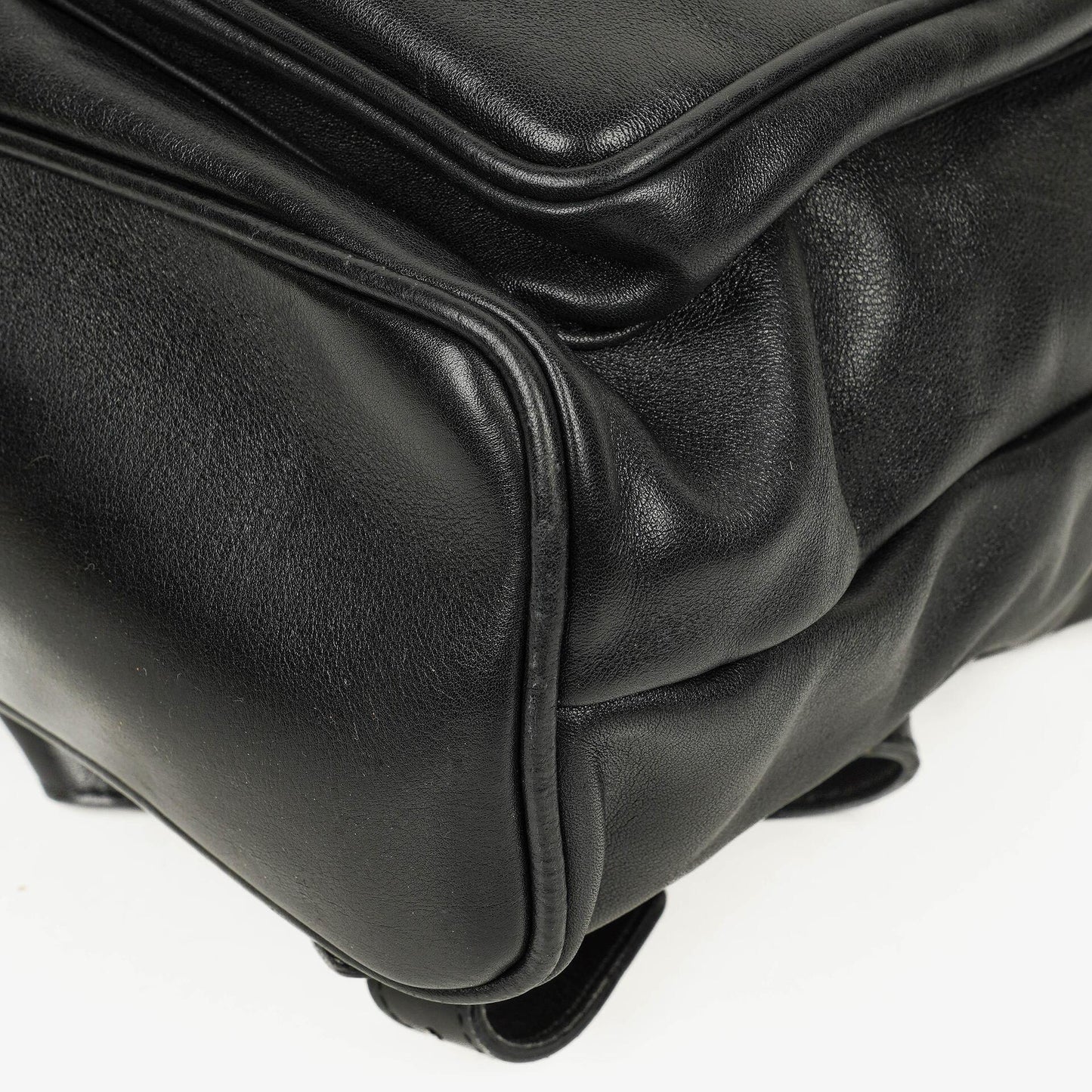 Gucci Vintage Black Leather Bamboo Backpack