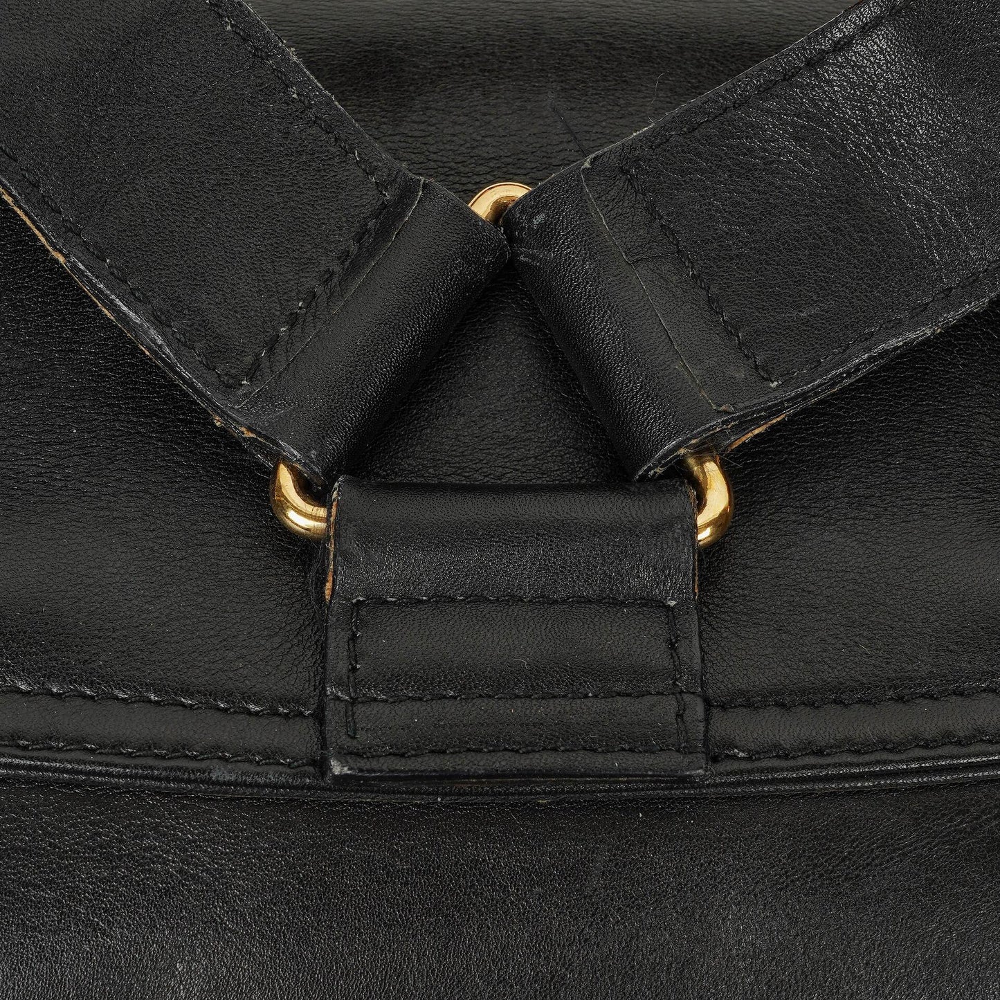 Gucci Vintage Black Leather Bamboo Backpack