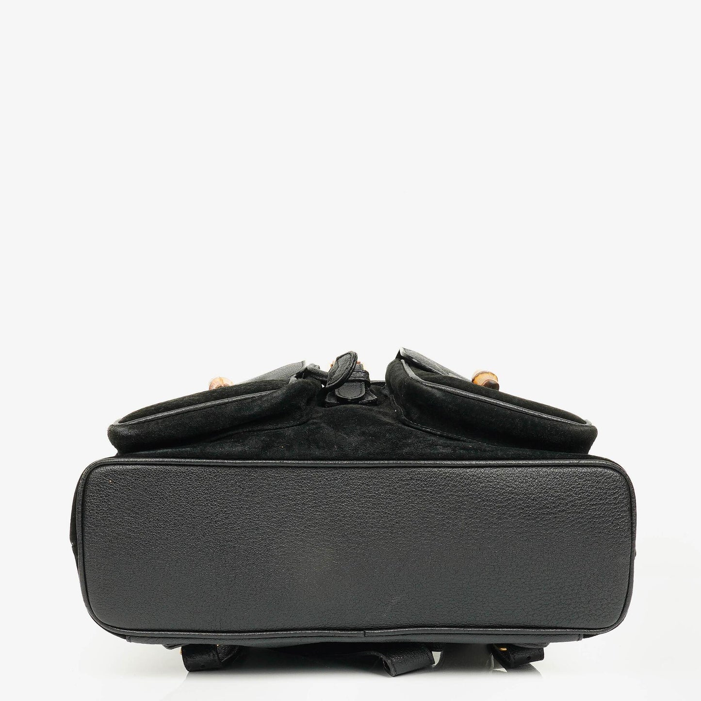 Gucci Vintage Black Suede and Bamboo Backpack