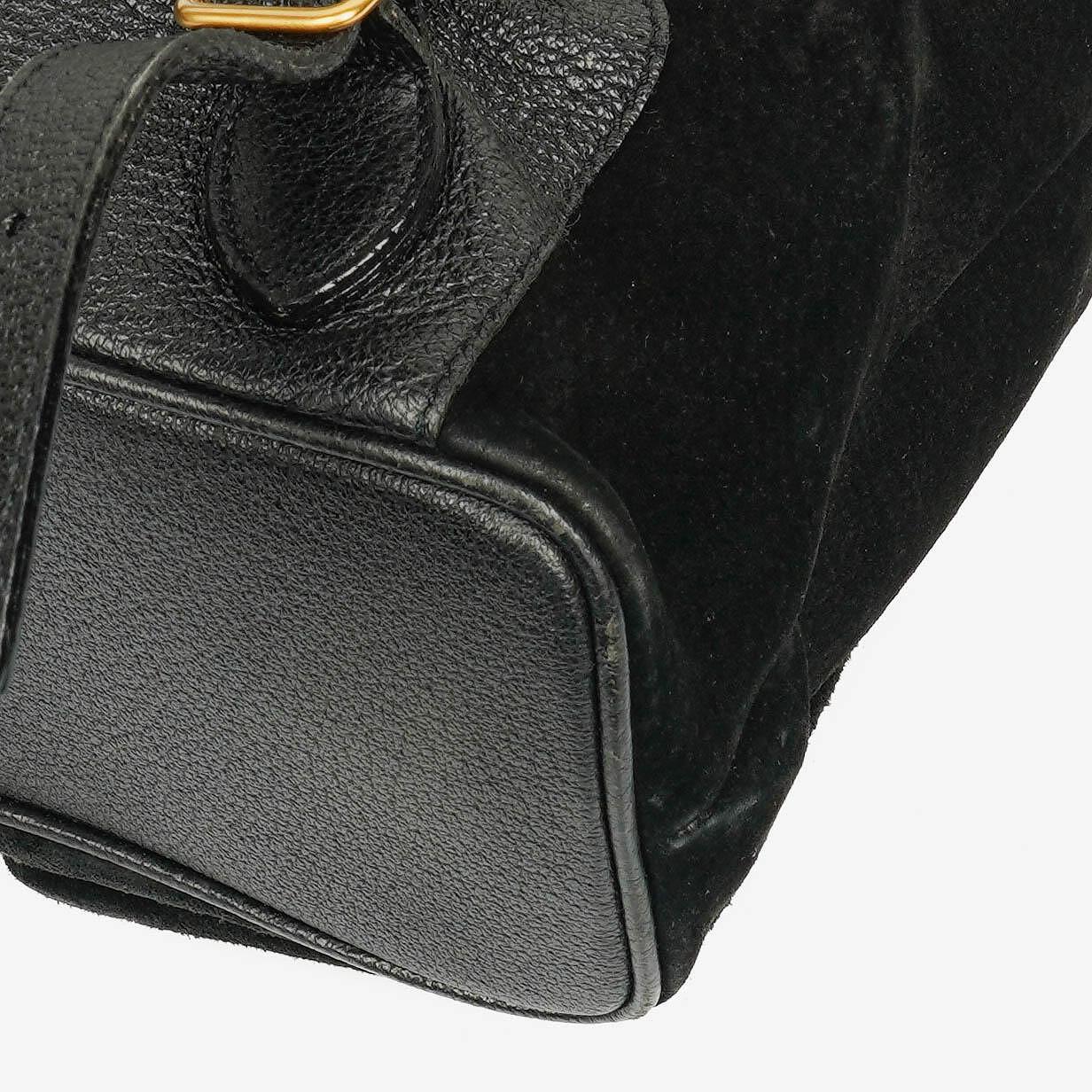 Gucci Vintage Black Suede and Bamboo Backpack