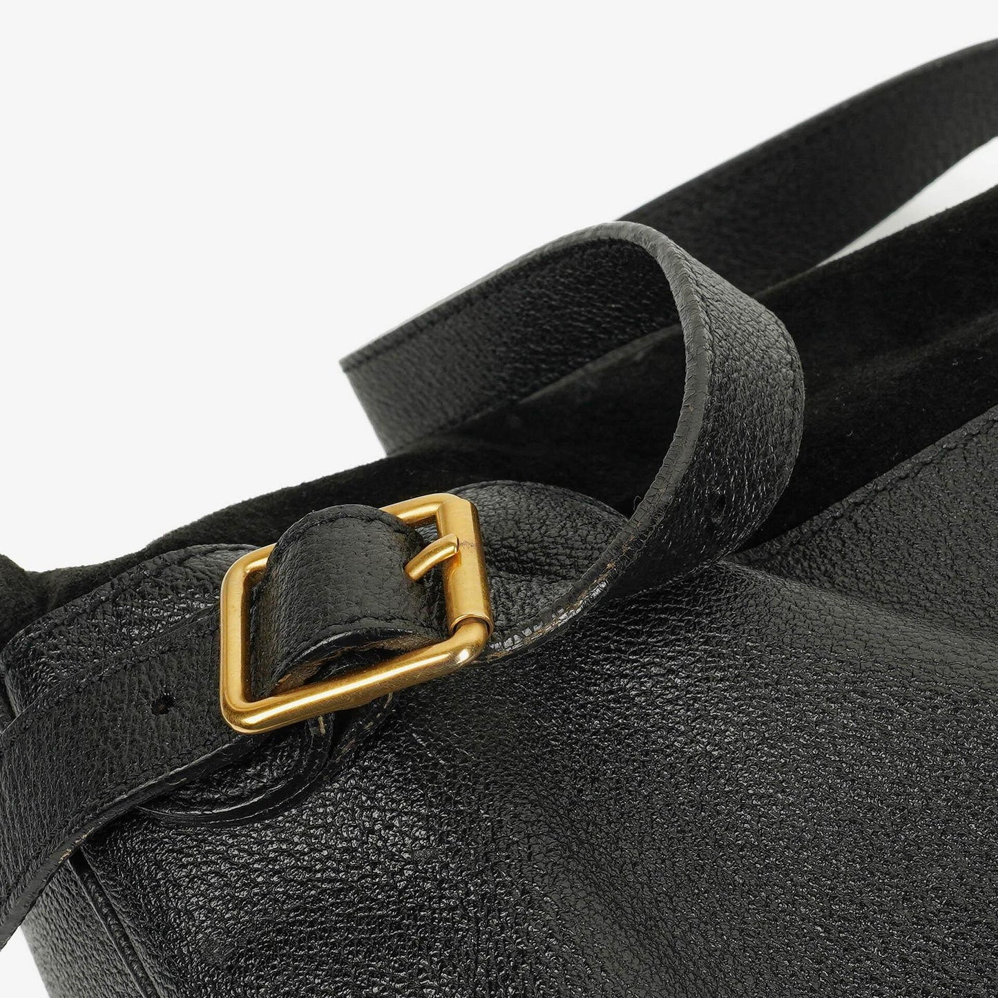 Gucci Vintage Black Suede and Bamboo Backpack