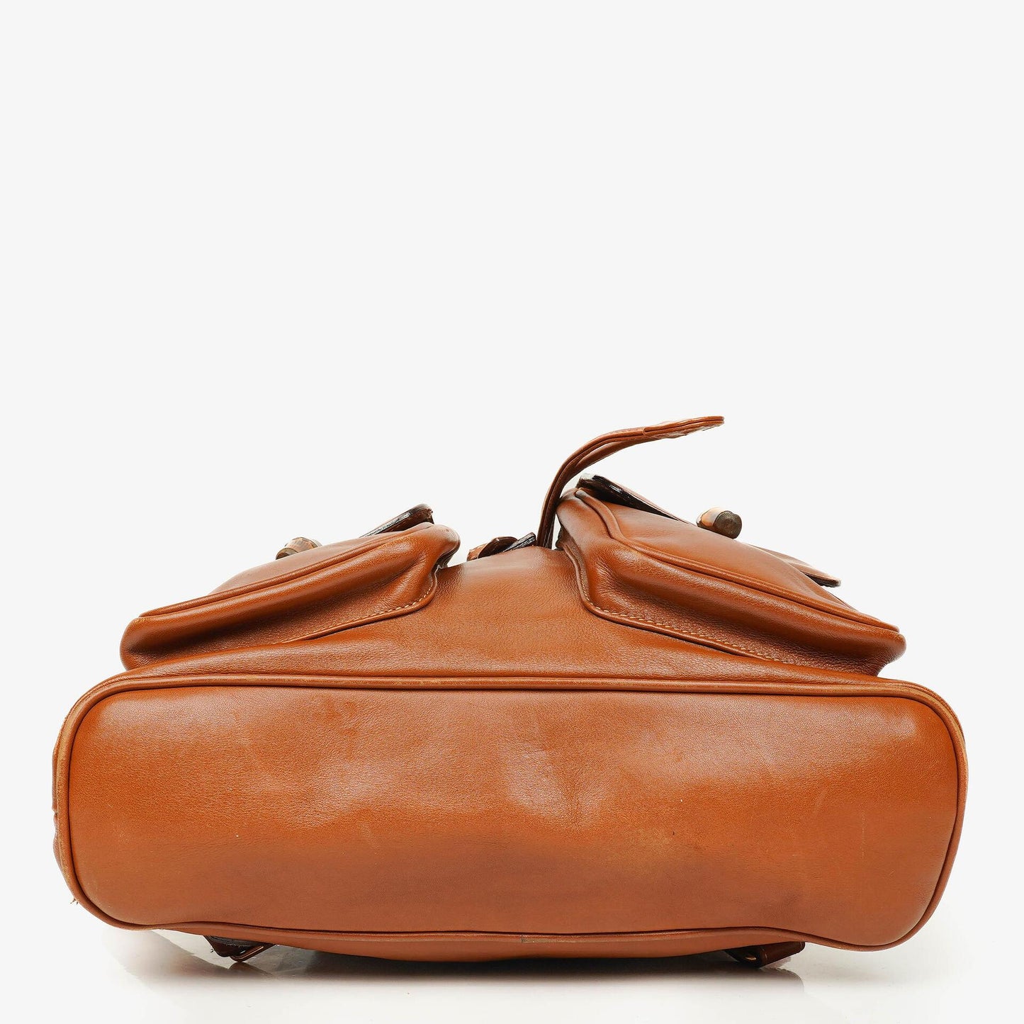 Gucci Vintage Brown Leather Bamboo Backpack