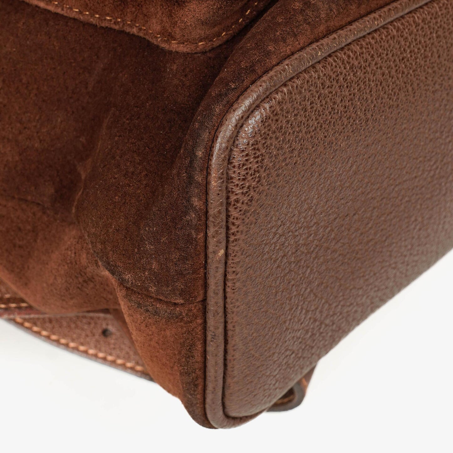 Gucci Vintage Brown Suede Leather Bamboo Backpack