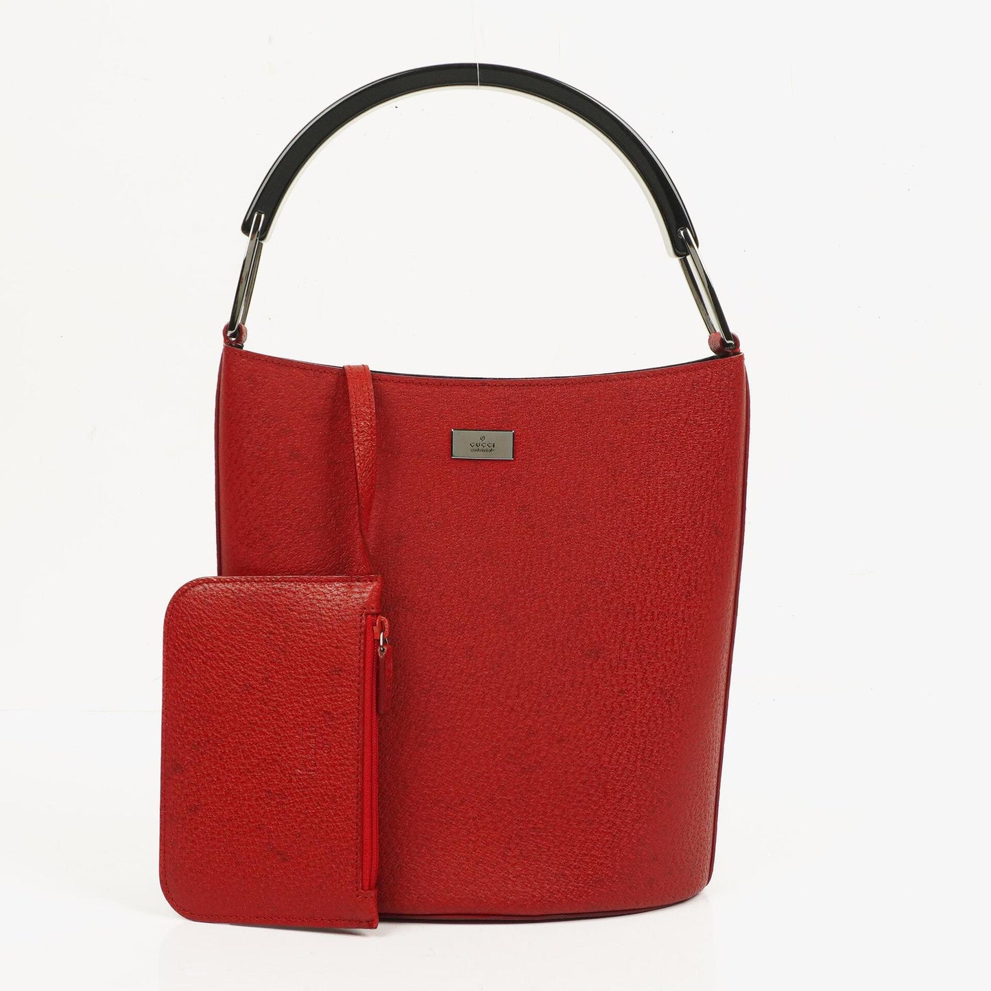 Gucci Vintage Bucket Bag in Red Leather with Pouch