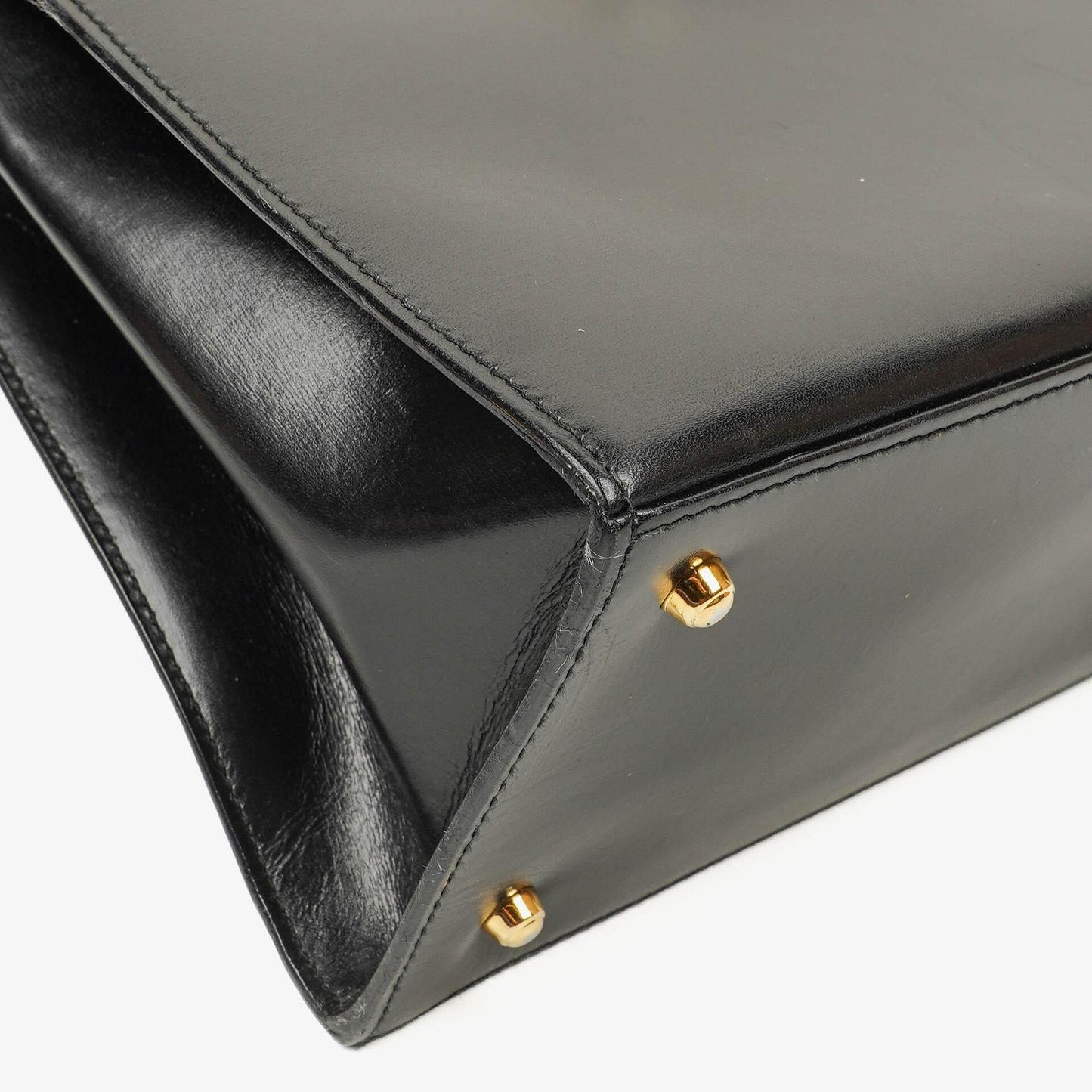 Gucci Vintage Kelly Lady Lock Convertible Top Handle Black Leather Shoulder Bag