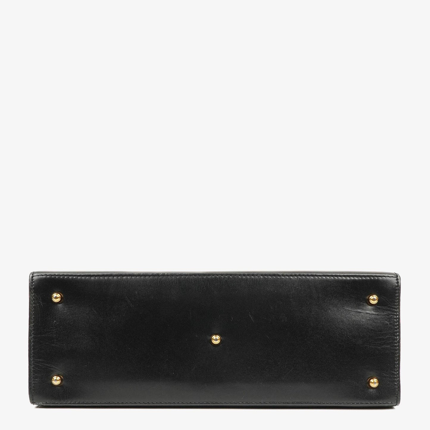 Gucci Vintage Kelly Lady Lock Convertible Top Handle Black Leather Shoulder Bag