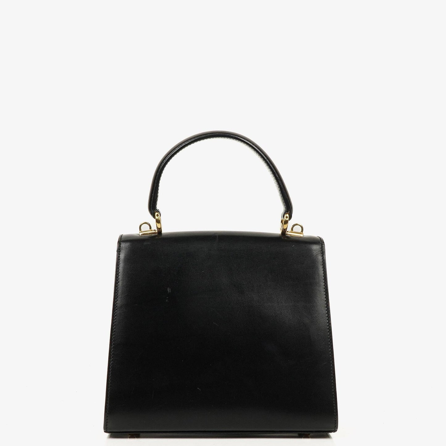 Gucci Vintage Kelly Lady Lock Convertible Black Leather Shoulder Bag