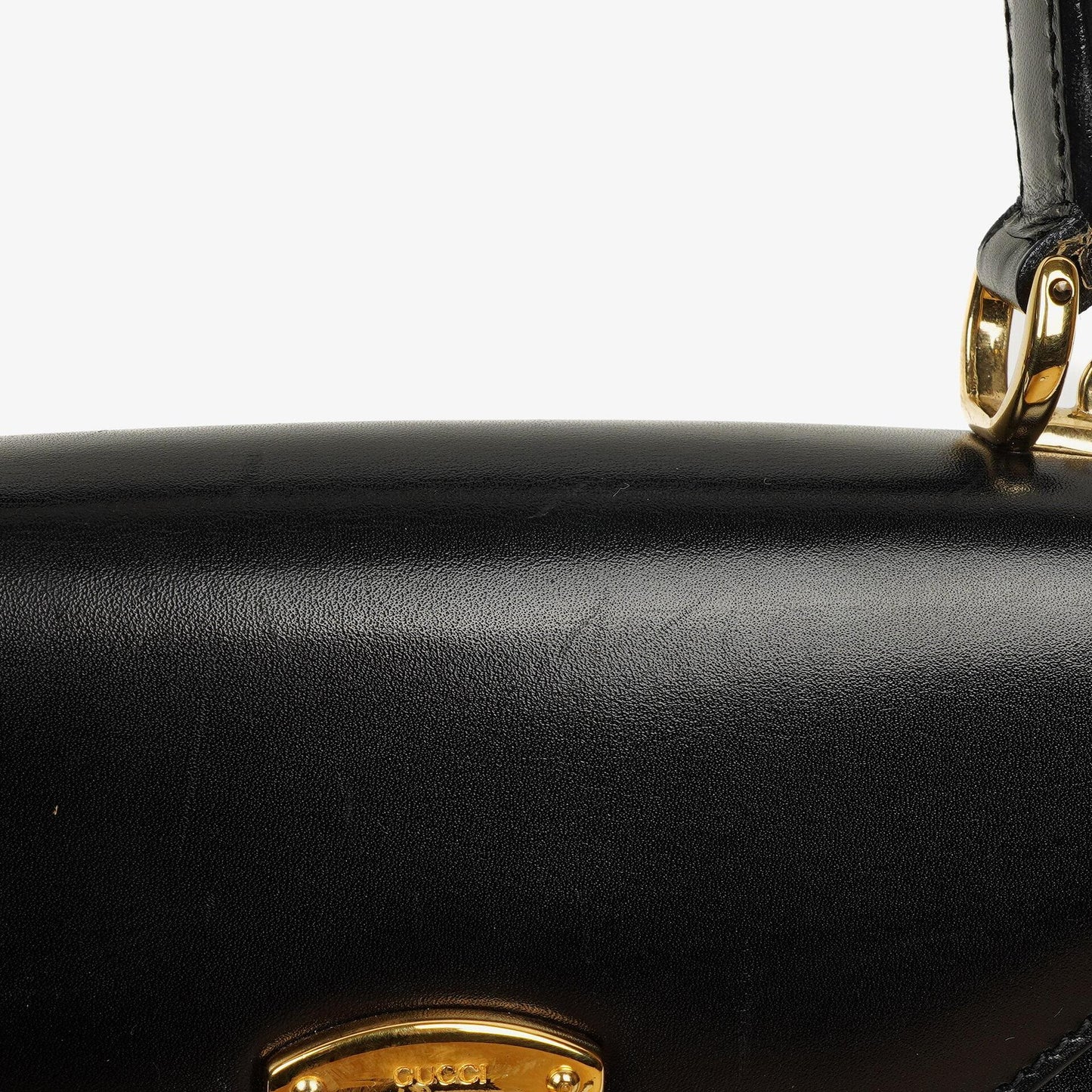 Gucci Vintage Kelly Lady Lock Convertible Black Leather Shoulder Bag