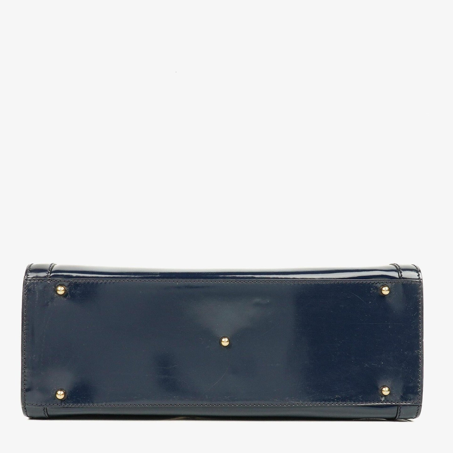 Gucci Vintage Patent Leather Navy Diana Bamboo Tote