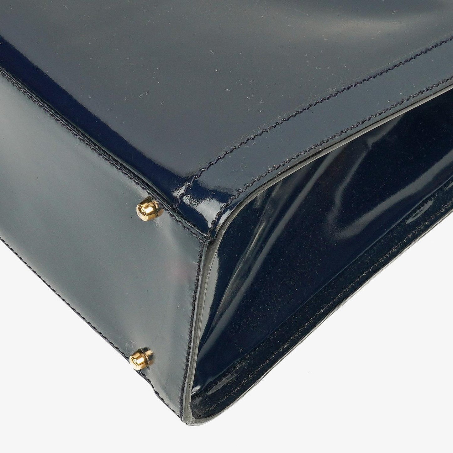Gucci Vintage Patent Leather Navy Diana Bamboo Tote