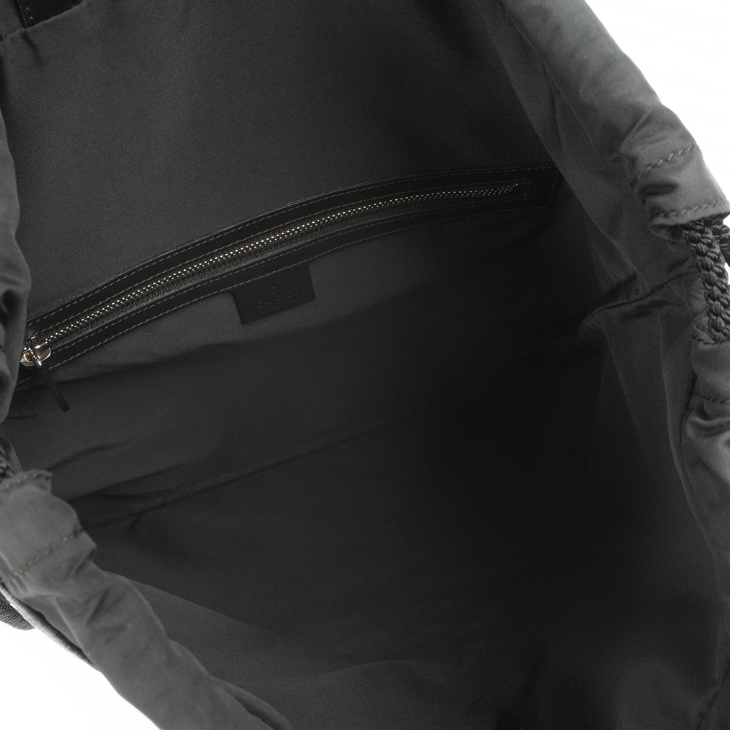 Gucci Web GG Supreme Monogram And Leather Drawstring Black Backpack