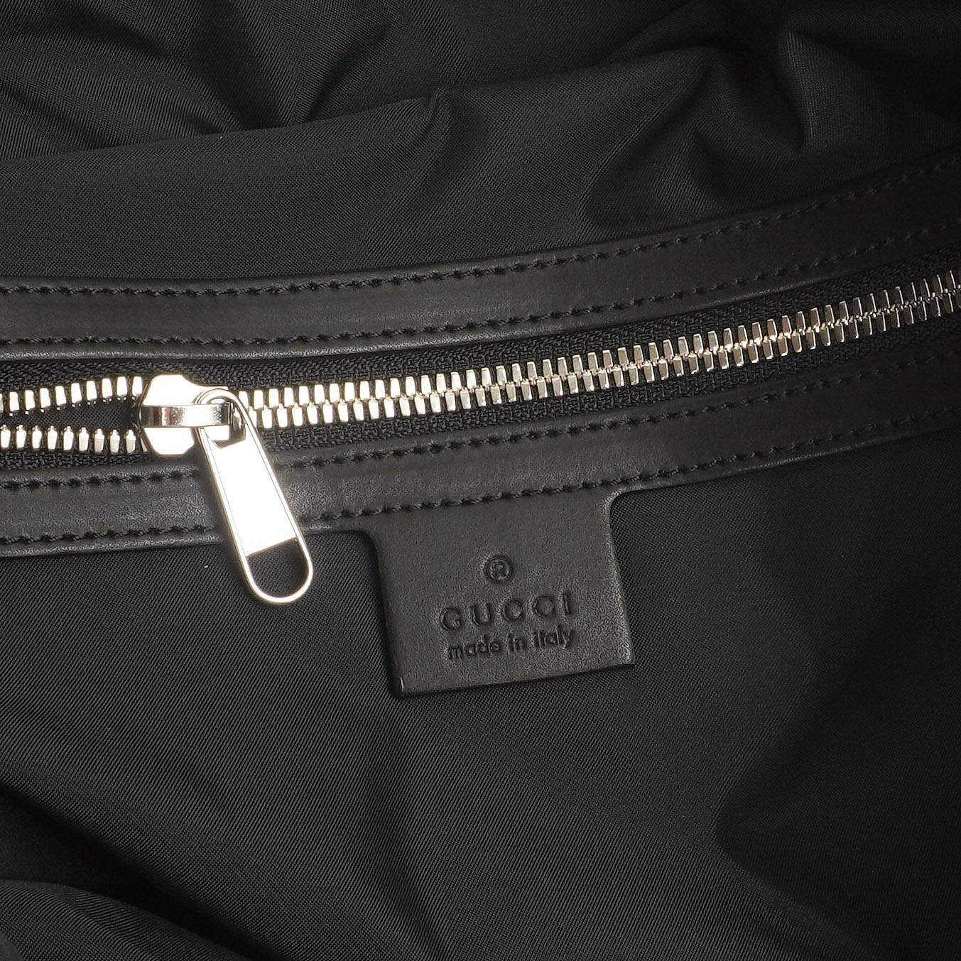 Gucci Web GG Supreme Monogram And Leather Drawstring Black Backpack