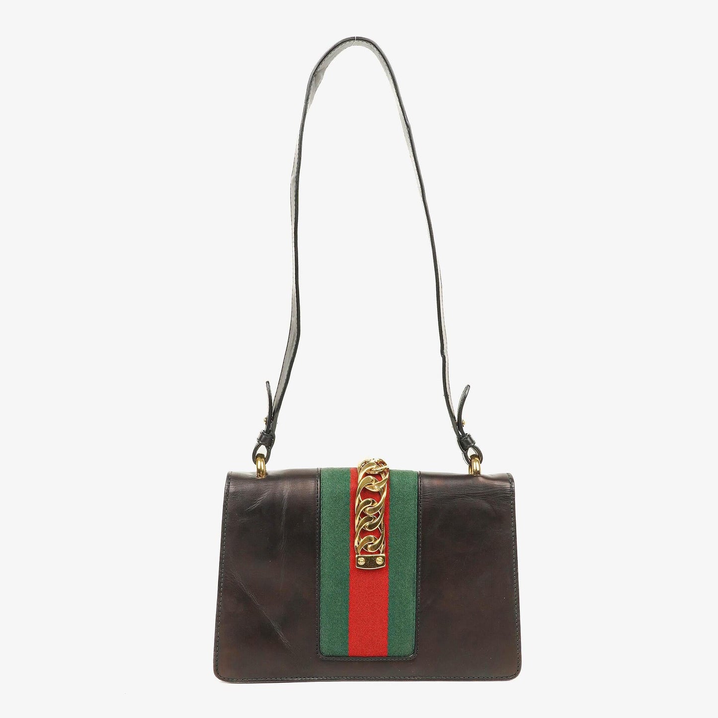 Gucci Web Sylvie Black Leather Shoulder Bag