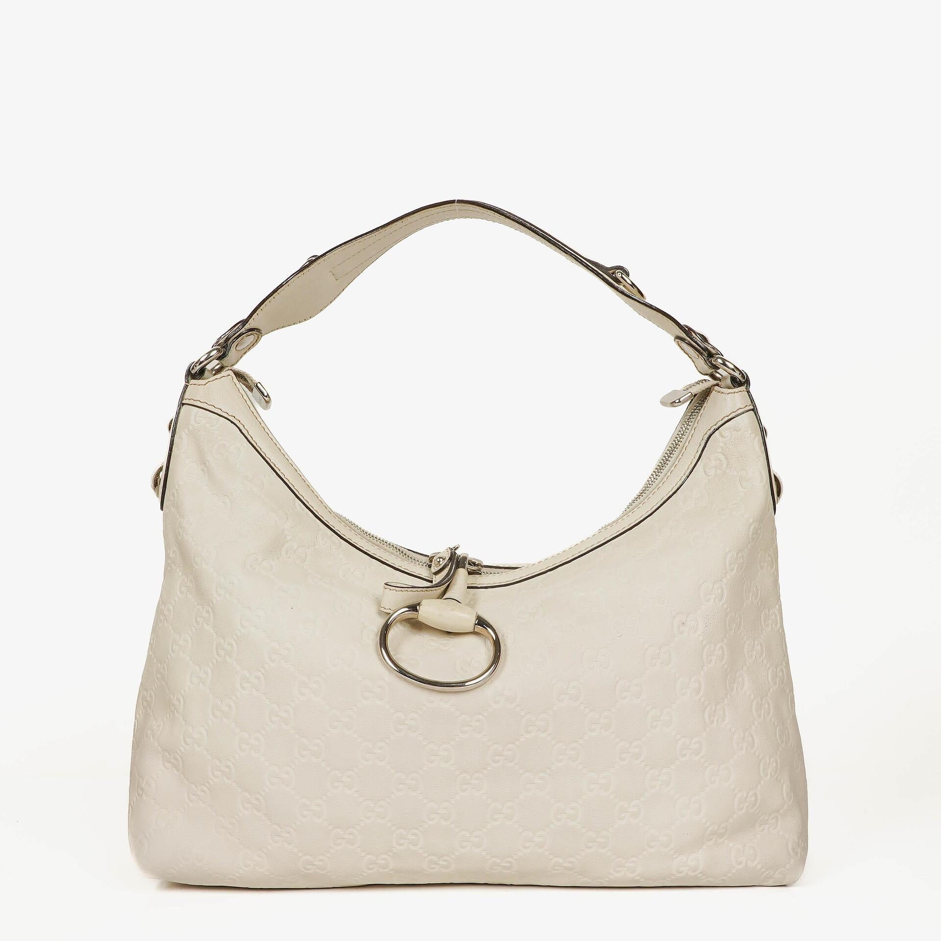 Gucci White Guccissima Leather Icon Bit Hobo Bag