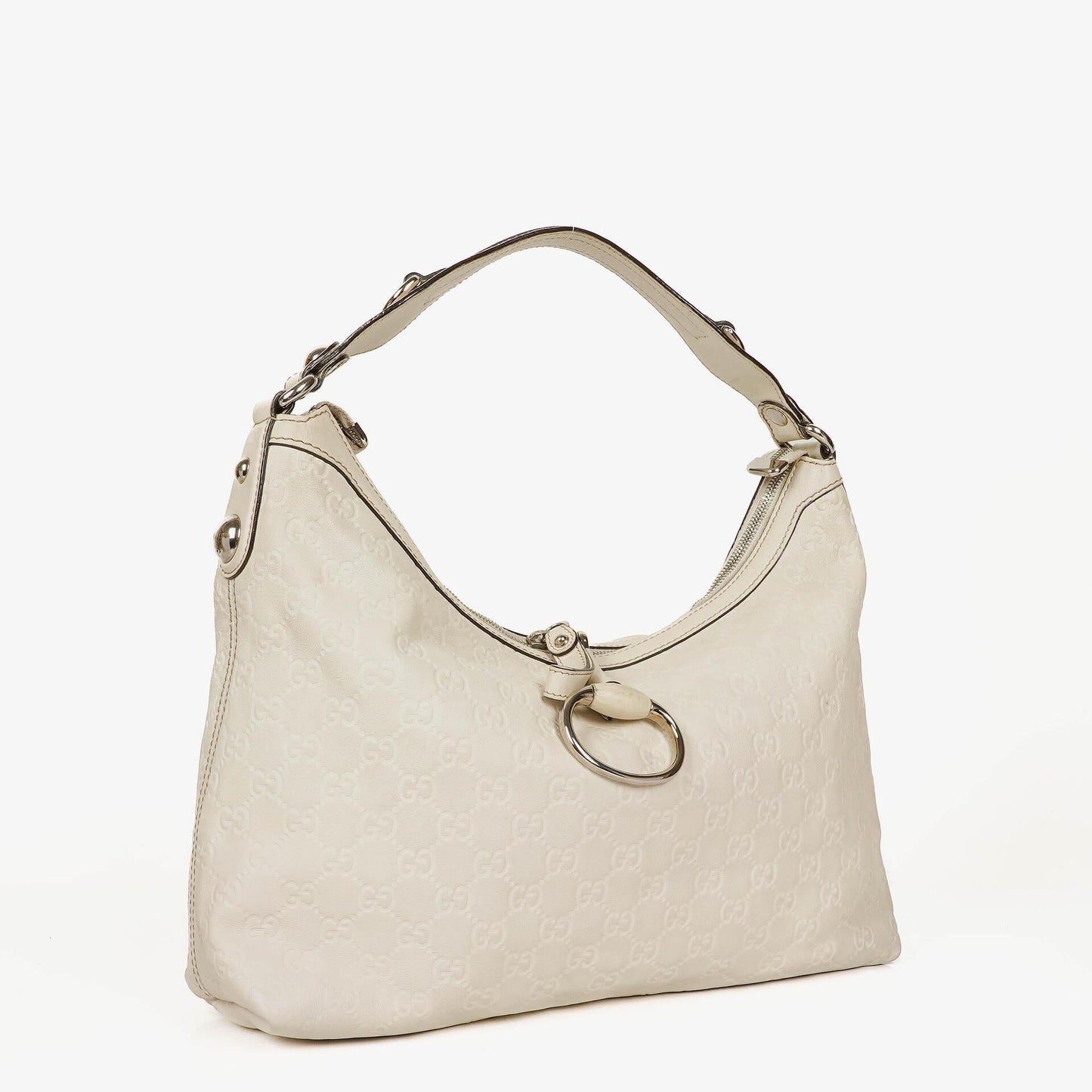 Gucci White Guccissima Leather Icon Bit Hobo Bag