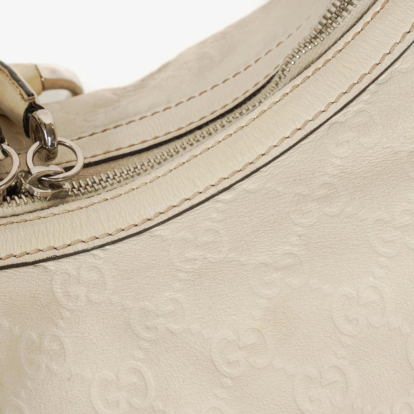 Gucci White Guccissima Leather Icon Bit Hobo Bag