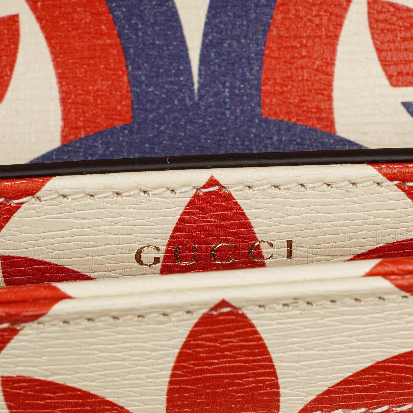 Gucci X ADIDAS Shangai Small Horsebit 1955 Calfskin Web Trefoil Interlocking G Red White Blue Shoulder Bag