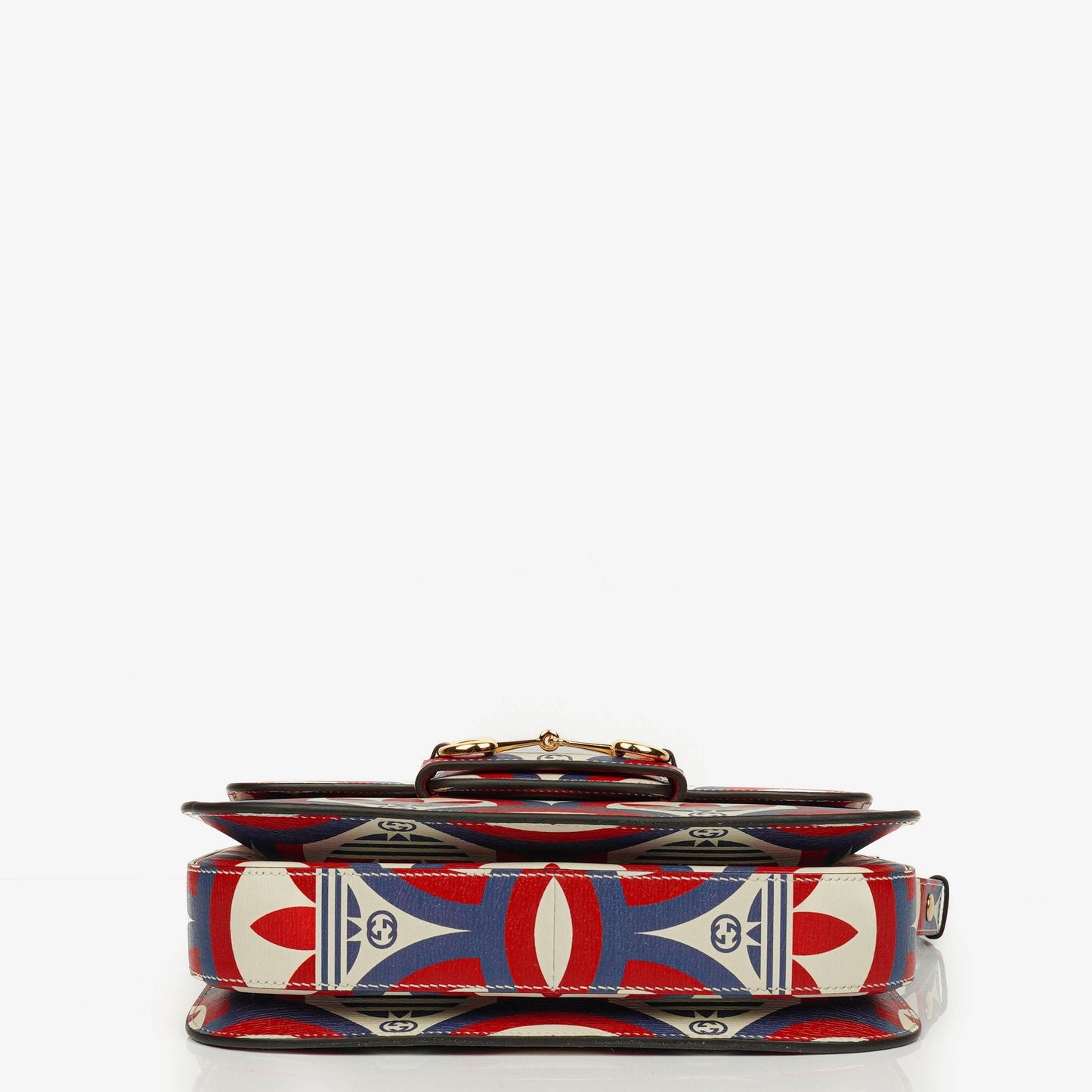 Gucci X ADIDAS Shangai Small Horsebit 1955 Calfskin Web Trefoil Interlocking G Red White Blue Shoulder Bag