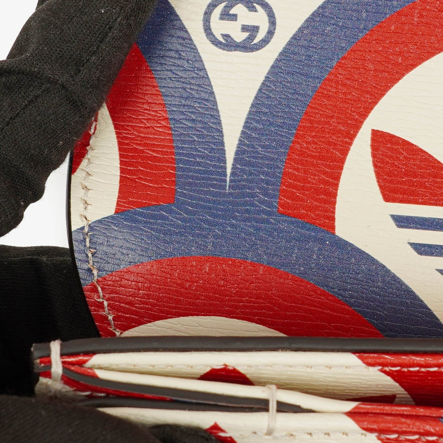 Gucci X ADIDAS Shangai Small Horsebit 1955 Calfskin Web Trefoil Interlocking G Red White Blue Shoulder Bag