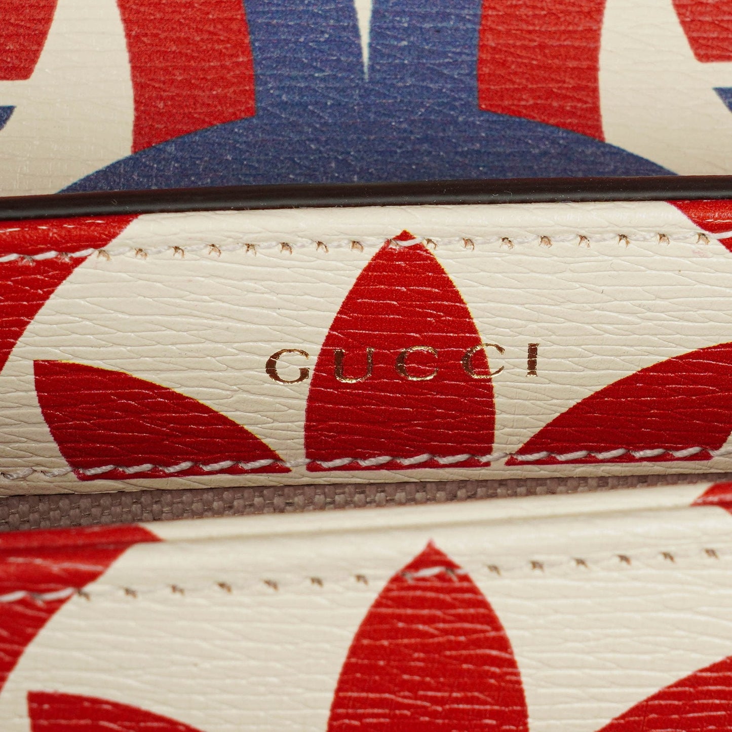 Gucci X ADIDAS Shangai Small Horsebit 1955 Calfskin Web Trefoil Interlocking G Red White Blue Shoulder Bag