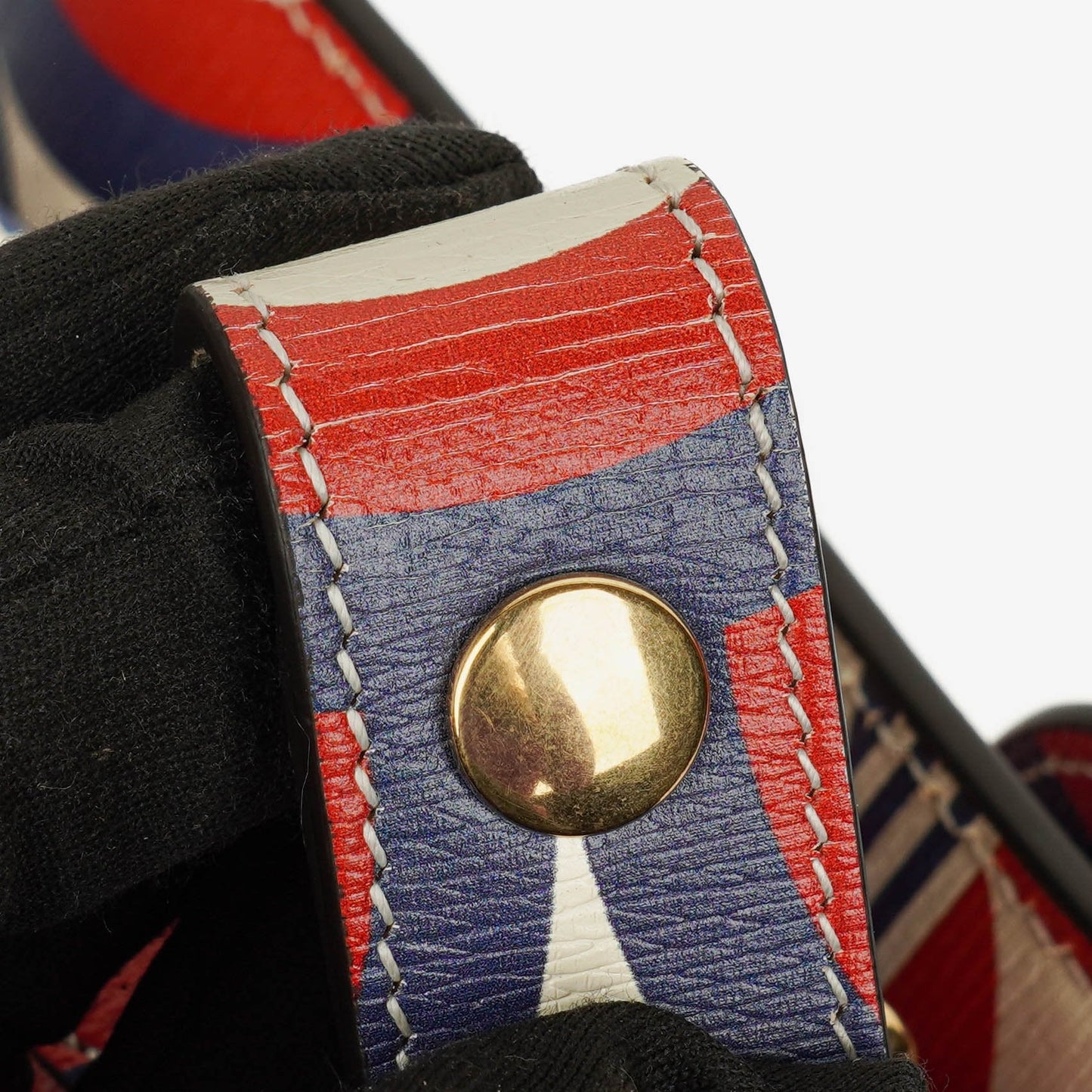 Gucci X ADIDAS Shangai Small Horsebit 1955 Calfskin Web Trefoil Interlocking G Red White Blue Shoulder Bag