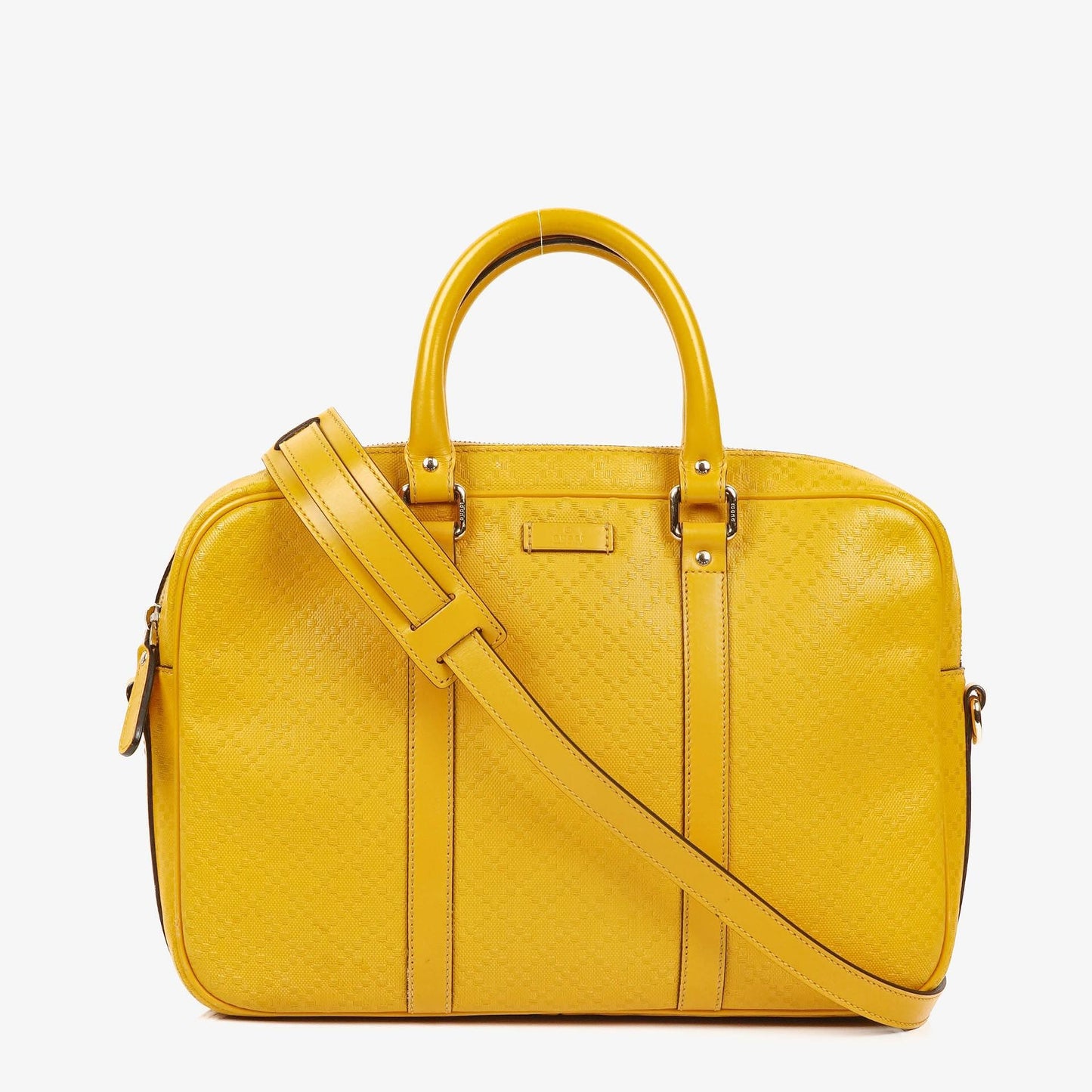 Gucci Yellow Diamante Leather Business Bag