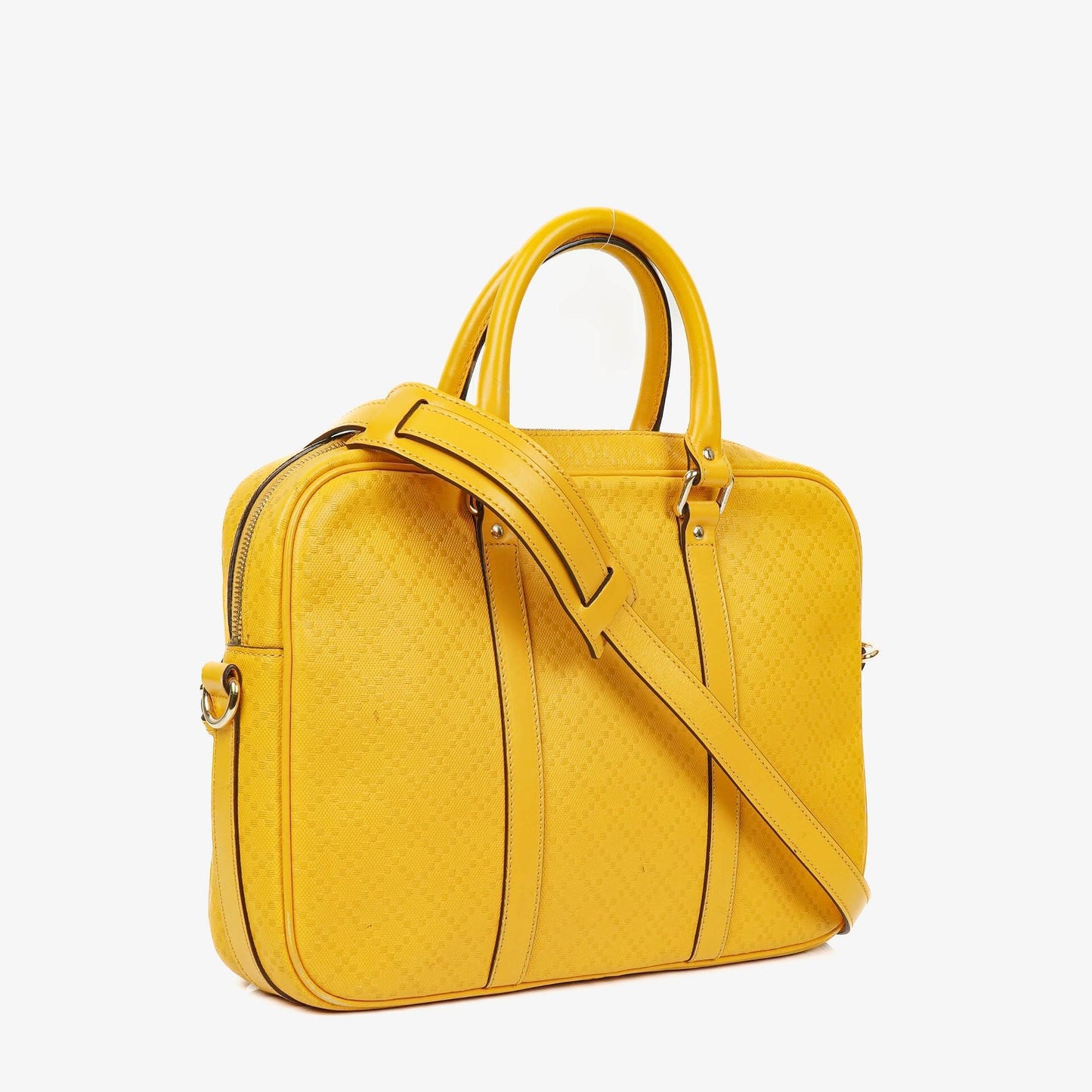 Gucci Yellow Diamante Leather Business Bag