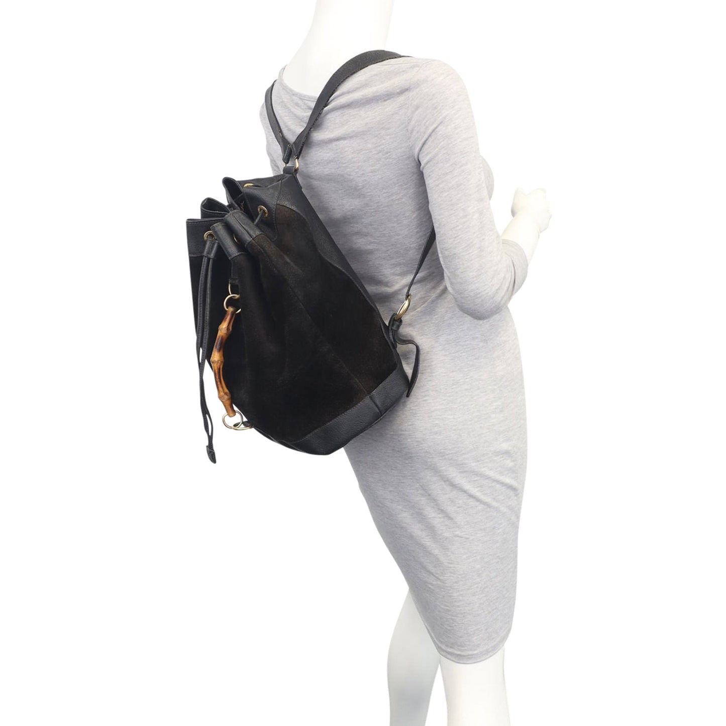 Gucci Bamboo Suede and Leather Backpack