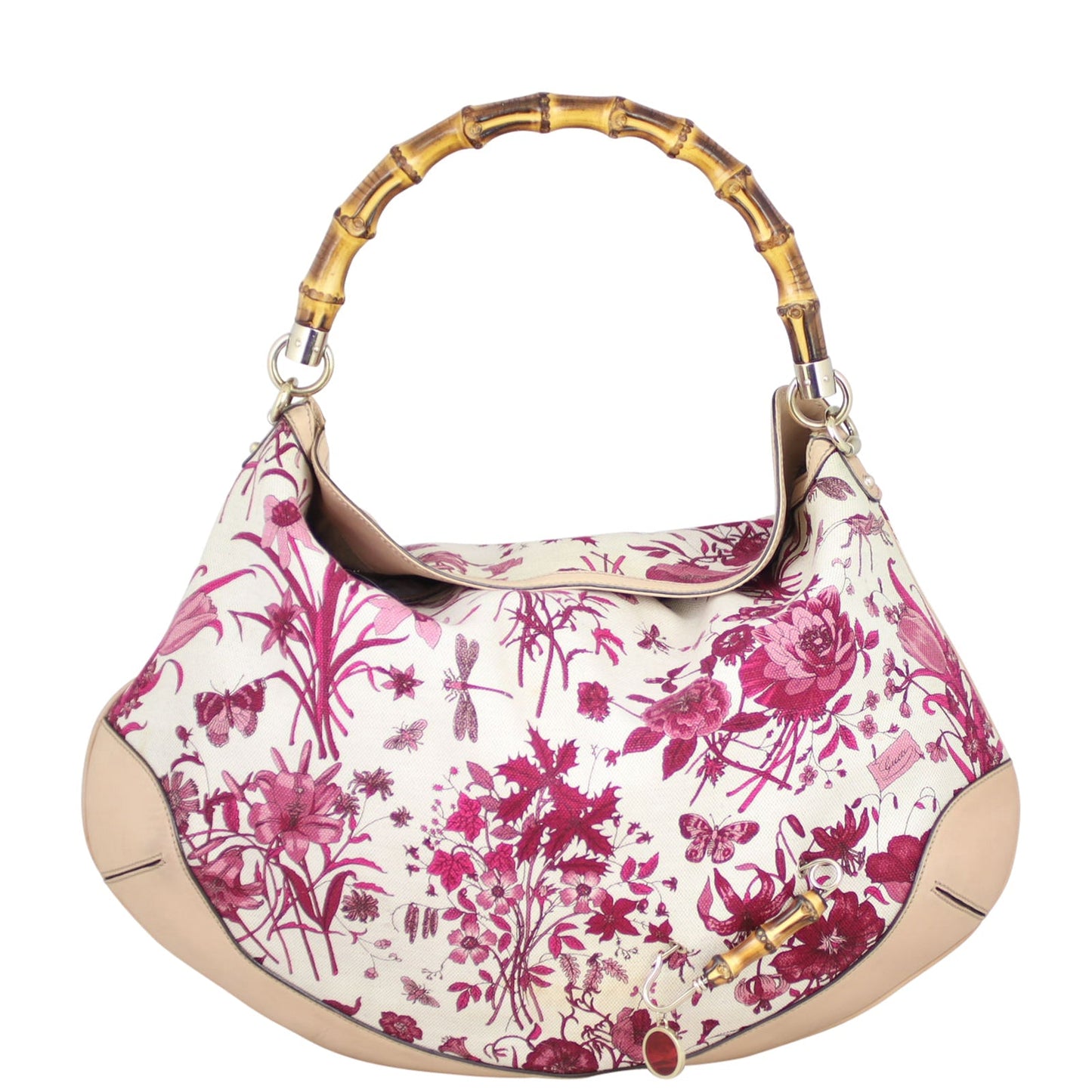 Gucci Flora Canvas Peggy Bamboo Hobo