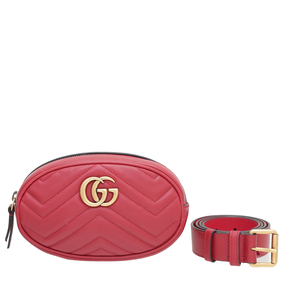Gucci Red GG Marmont Belt Bag