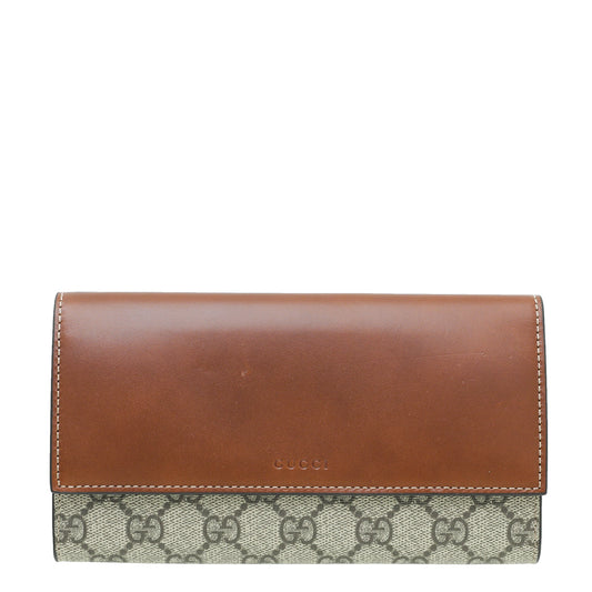 Gucci Brown GG Supreme Continental Wallet