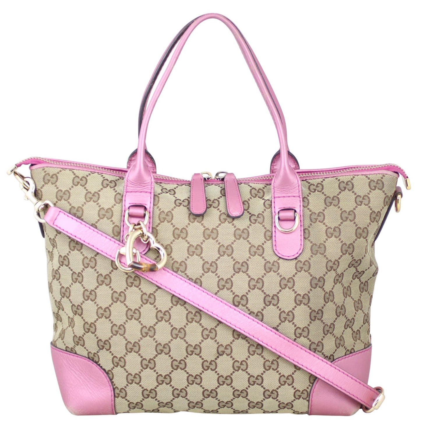 Gucci GG Canvas Heart Bit Charm Tote