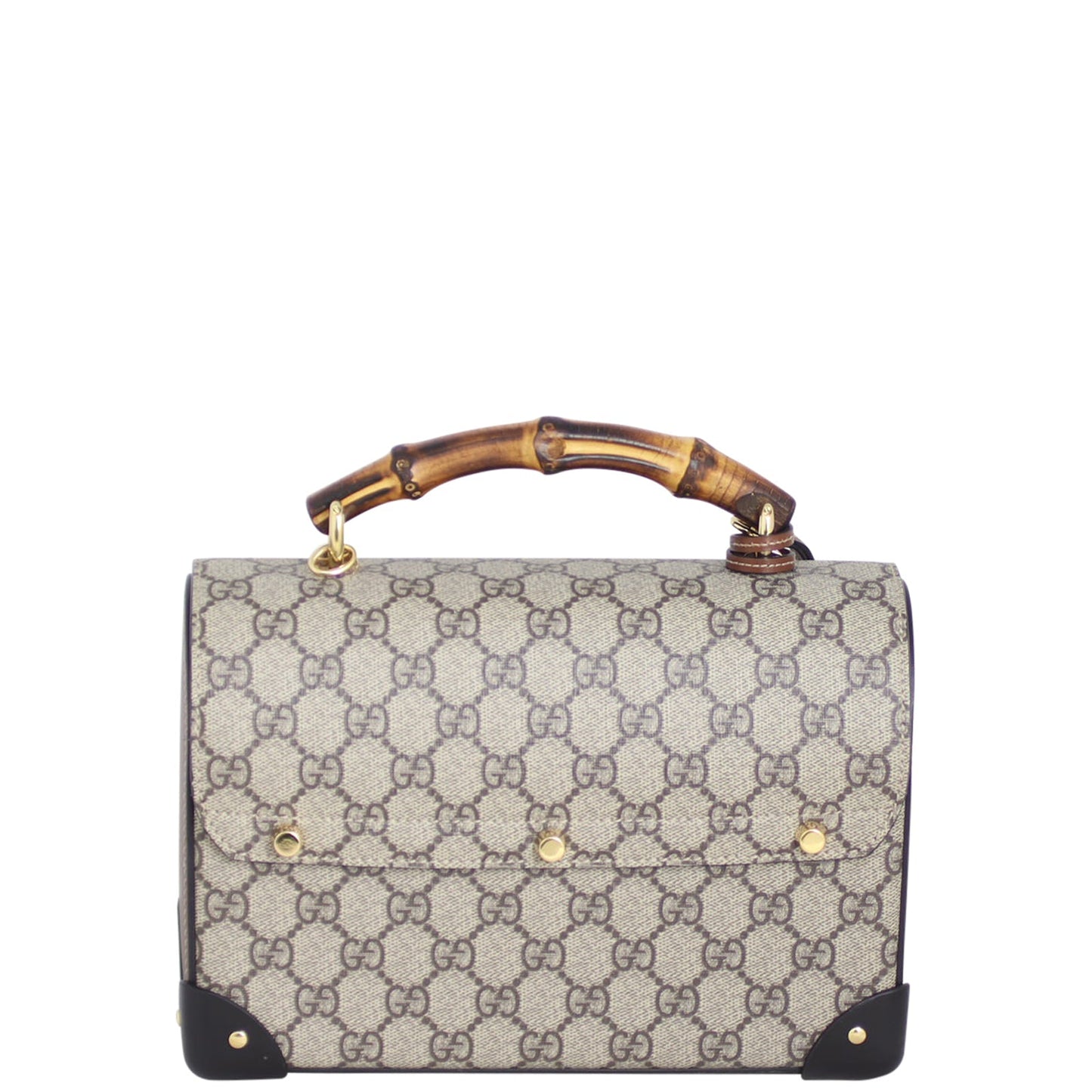 Gucci GG Supreme Padlock Bamboo Handle Small Bag