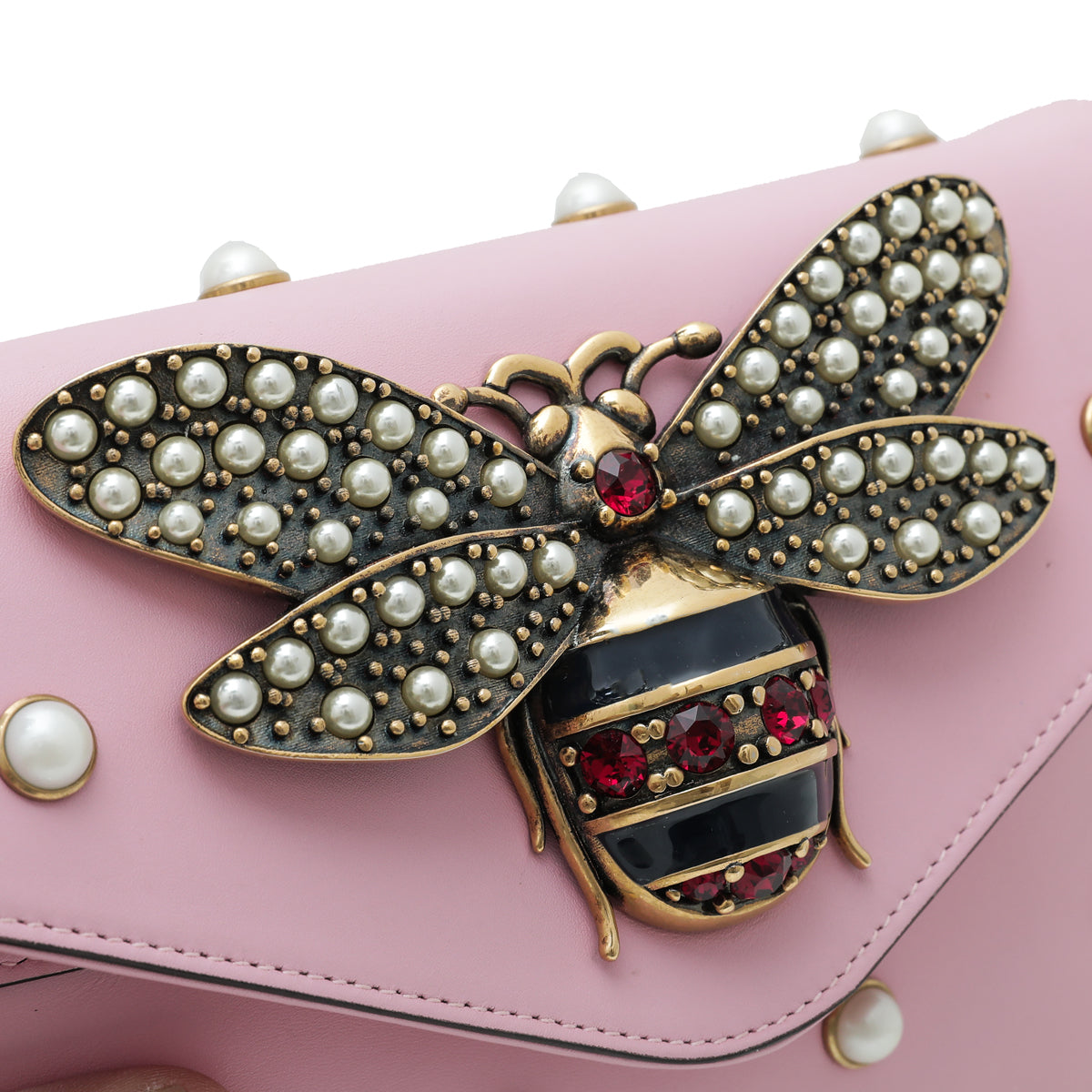 Gucci Pink Pearl Studded Queen Margaret Broadway Bag