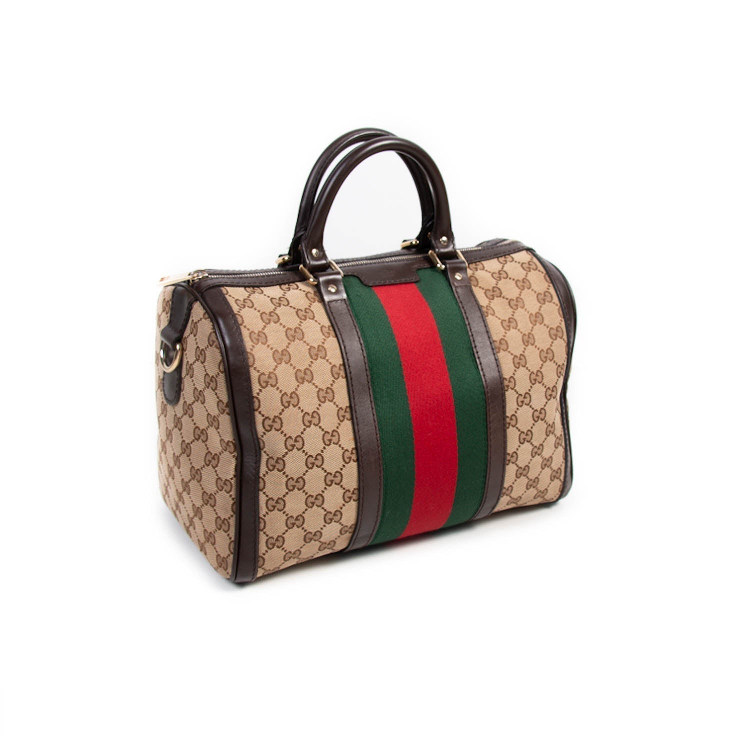Gucci Boston Leather Canvas Boston Bag Style 1