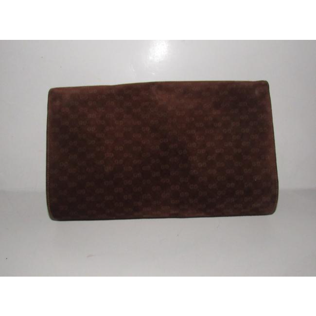 Gucci Vintage Pursesdesigner Purses Brown Small G Logo Print Suede And Leather Suedeleather Clutch