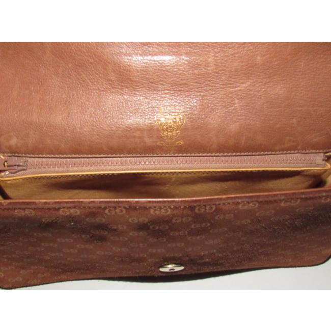 Gucci Vintage Pursesdesigner Purses Brown Small G Logo Print Suede And Leather Suedeleather Clutch