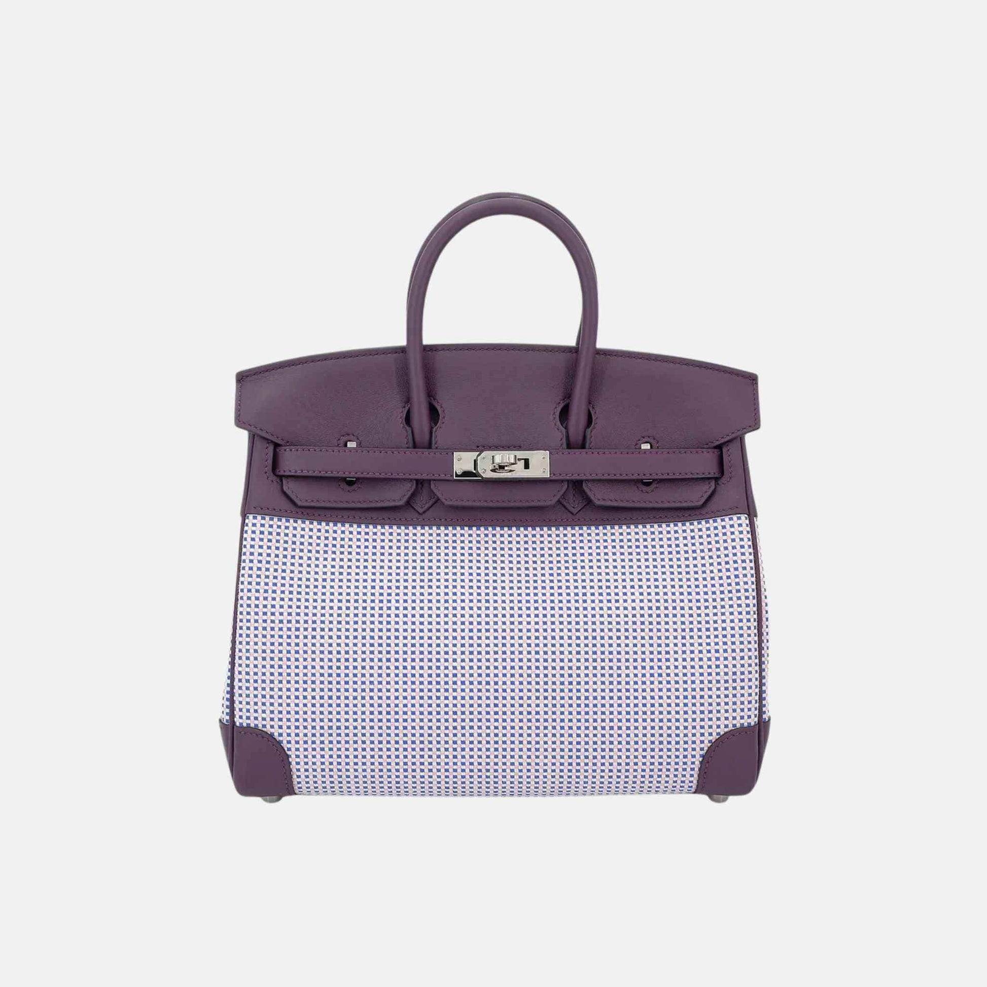 Birkin 25 Swift-Toile Quadrille Canvas Cassis/ Mauve Sylvestre/ Ecru PHW