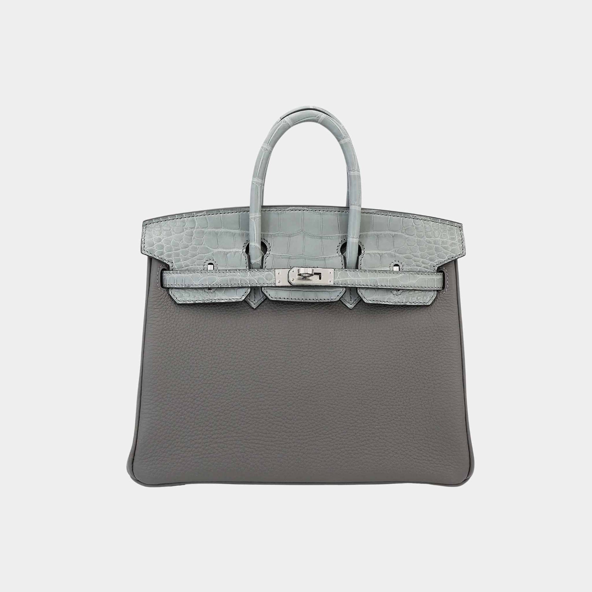Birkin 25 Touch Togo-Matte Alligator Gris Meyer/ Gris Ciment PHW
